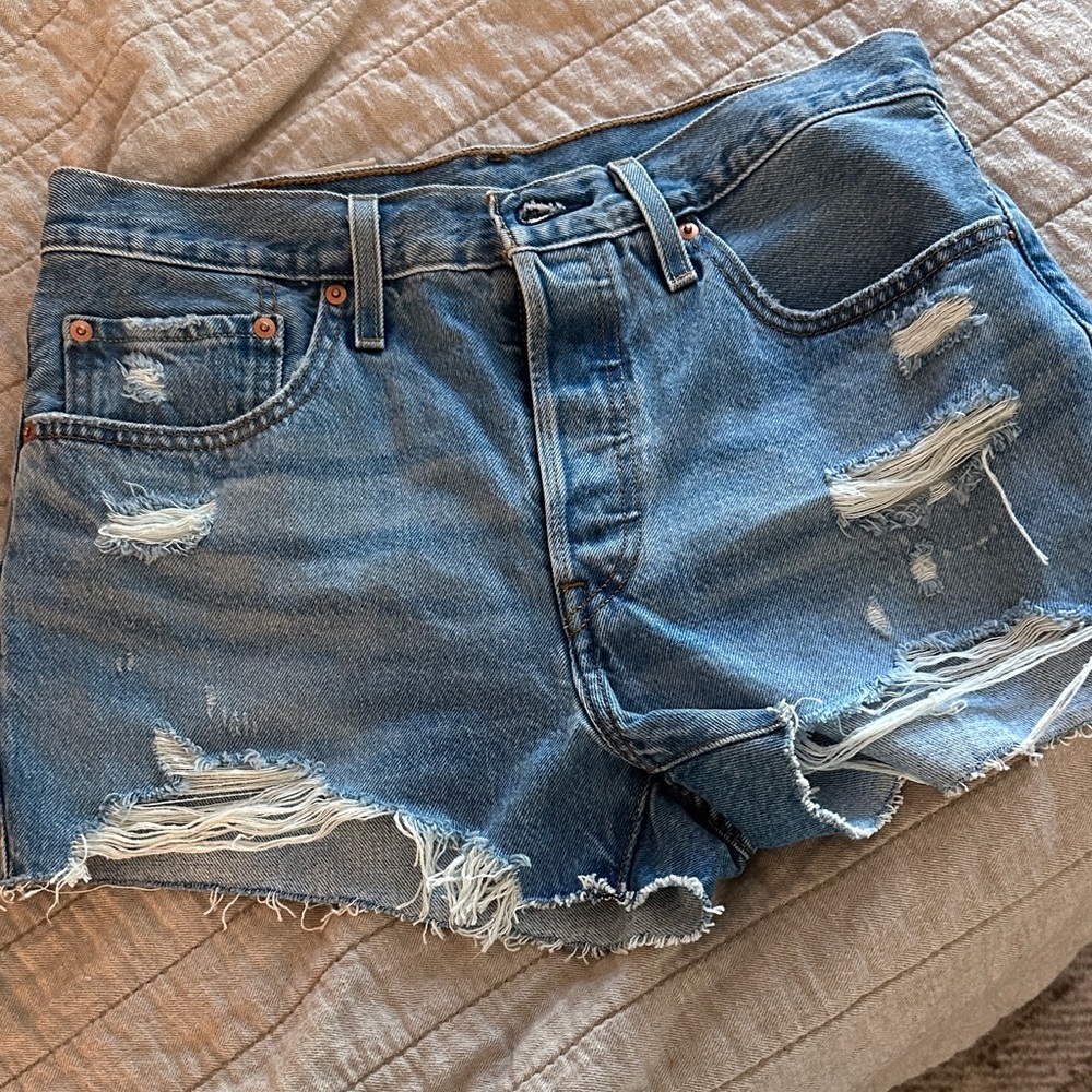 Levi's Ripped Blue Jean Shorts